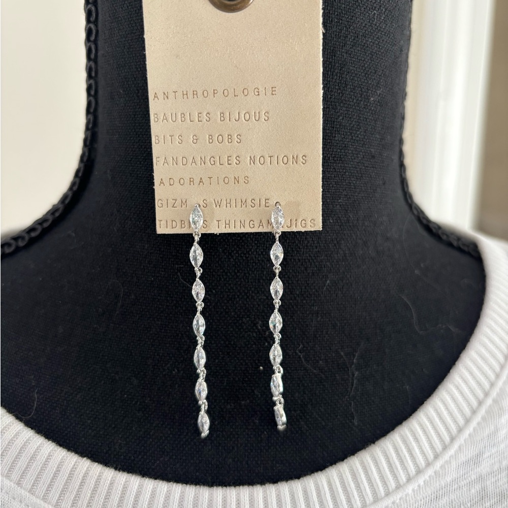 Anthropologie Crystal Silver Earrings